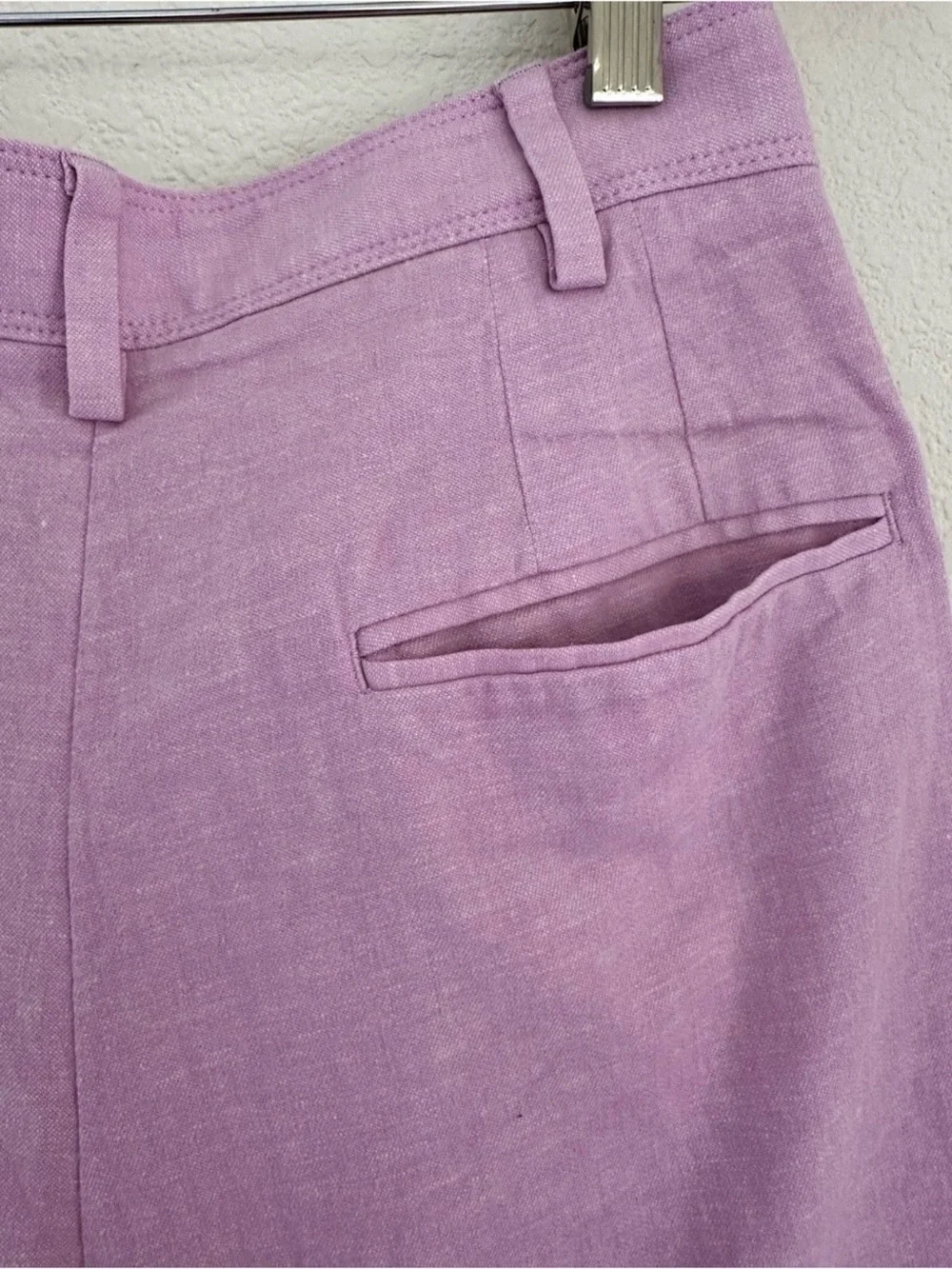 Banana Republic Linen Blend Wide Leg Trousers Pink Lavender Petite 10 Quiet Luxu